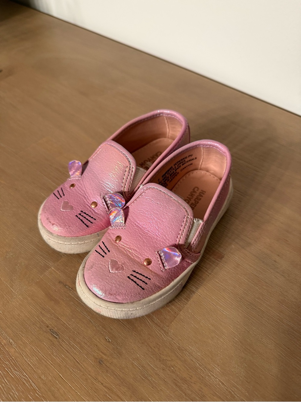 Harper Canyon Pink Kitty Slip-On Sneakers with Iridescent Ears